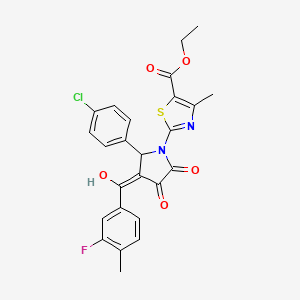 molecular formula C25H20ClFN2O5S B14133973 Ethyl 2-(2-(4-chlorophenyl)-3-(3-fluoro-4-methylbenzoyl)-4-hydroxy-5-oxo-2,5-dihydro-1H-pyrrol-1-yl)-4-methylthiazole-5-carboxylate CAS No. 617698-08-5