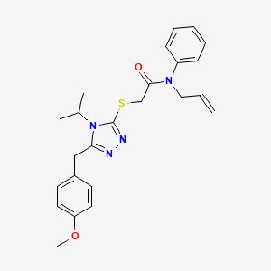 molecular formula C24H28N4O2S B14134119 2-[[5-[(4-Methoxyphenyl)methyl]-4-(1-methylethyl)-4H-1,2,4-triazol-3-yl]thio]-N-phenyl-N-2-propen-1-ylacetamide CAS No. 1018142-07-8