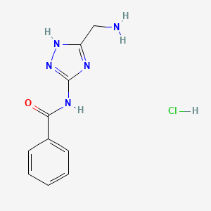 molecular formula C10H12ClN5O B1413457 N-[5-(Aminomethyl)-4H-1,2,4-triazol-3-yl]benzamide hydrochloride CAS No. 2108250-47-9