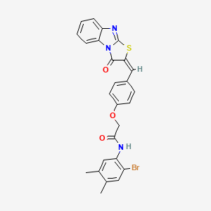 molecular formula C26H20BrN3O3S B14134940 N-(2-bromo-4,5-dimethylphenyl)-2-{4-[(E)-(3-oxo[1,3]thiazolo[3,2-a]benzimidazol-2(3H)-ylidene)methyl]phenoxy}acetamide 