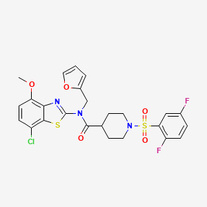 molecular formula C25H22ClF2N3O5S2 B14135208 N-(7-chloro-4-methoxybenzo[d]thiazol-2-yl)-1-((2,5-difluorophenyl)sulfonyl)-N-(furan-2-ylmethyl)piperidine-4-carboxamide CAS No. 1171672-85-7