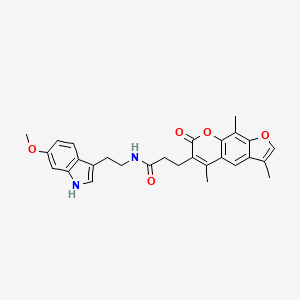 molecular formula C28H28N2O5 B14135381 N-(2-(6-methoxy-1H-indol-3-yl)ethyl)-3-(3,5,9-trimethyl-7-oxo-7H-furo[3,2-g]chromen-6-yl)propanamide CAS No. 919749-97-6