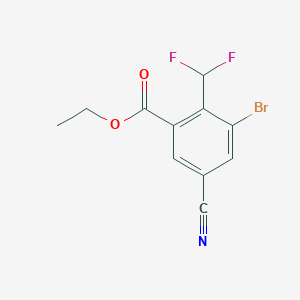 molecular formula C11H8BrF2NO2 B1413539 Ethyl 3-bromo-5-cyano-2-(difluoromethyl)benzoate CAS No. 1805592-35-1