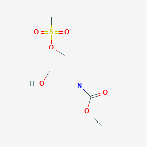 molecular formula C11H21NO6S B14135566 Tert-butyl 3-(hydroxymethyl)-3-(methylsulfonyloxymethyl)azetidine-1-carboxylate CAS No. 1016233-12-7