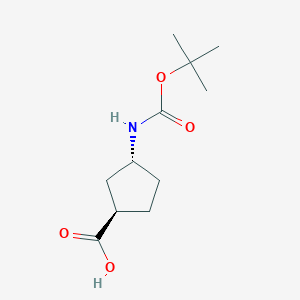molecular formula C11H19NO4 B141358 (1R,3R)-3-((tert-Butoxycarbonyl)amino)cyclopentanecarboxylic acid CAS No. 489446-85-7
