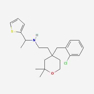 molecular formula C22H30ClNOS B14135828 N-[2-[4-[(2-chlorophenyl)methyl]-2,2-dimethyloxan-4-yl]ethyl]-1-thiophen-2-ylethanamine CAS No. 861139-39-1