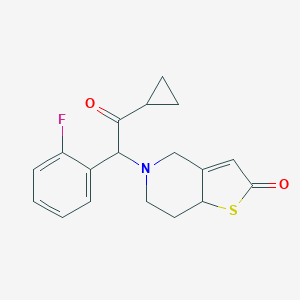 molecular formula C18H18FNO2S B141361 5-(2-Cyclopropyl-1-(2-fluorophenyl)-2-oxoethyl)-5,6,7,7a-tetrahydrothieno[3,2-c]pyridin-2(4H)-one CAS No. 150322-38-6