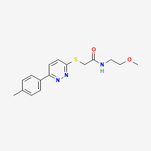 molecular formula C16H19N3O2S B14136138 N-(2-methoxyethyl)-2-((6-(p-tolyl)pyridazin-3-yl)thio)acetamide CAS No. 626223-65-2