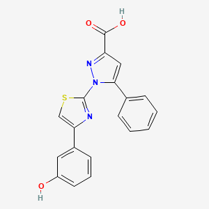 molecular formula C19H13N3O3S B14137858 1-[4-(3-Hydroxyphenyl)-2-thiazolyl]-5-phenyl-1H-pyrazole-3-carboxylic acid CAS No. 1015856-58-2