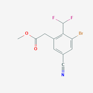 molecular formula C11H8BrF2NO2 B1413827 Methyl 3-bromo-5-cyano-2-(difluoromethyl)phenylacetate CAS No. 1807030-68-7