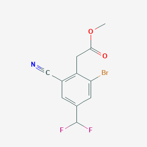 molecular formula C11H8BrF2NO2 B1413828 Methyl 2-bromo-6-cyano-4-(difluoromethyl)phenylacetate CAS No. 1805019-45-7