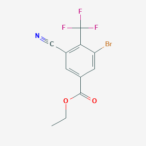 molecular formula C11H7BrF3NO2 B1413835 Ethyl 3-bromo-5-cyano-4-(trifluoromethyl)benzoate CAS No. 1805500-29-1