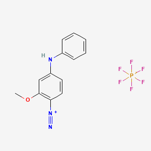 molecular formula C13H12F6N3OP B14138383 Benzenediazonium, 2-methoxy-4-(phenylamino)-, hexafluorophosphate(1-) CAS No. 68900-98-1