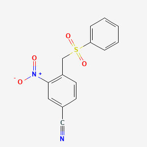 molecular formula C14H10N2O4S B14138427 4-[(Benzenesulfonyl)methyl]-3-nitrobenzonitrile CAS No. 89303-51-5