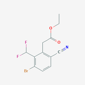 molecular formula C12H10BrF2NO2 B1413846 Ethyl 3-bromo-6-cyano-2-(difluoromethyl)phenylacetate CAS No. 1807213-47-3