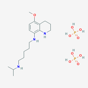 molecular formula C18H37N3O9P2 B14138508 Quinoline, 1,2,3,4-tetrahydro-8-((5-(isopropylamino)pentyl)amino)-6-methoxy-, diphosphate CAS No. 63680-73-9