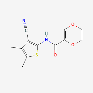 molecular formula C12H12N2O3S B14138536 N-(3-cyano-4,5-dimethylthiophen-2-yl)-2,3-dihydro-1,4-dioxine-5-carboxamide CAS No. 896305-26-3