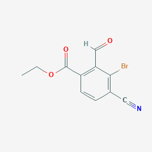 molecular formula C11H8BrNO3 B1413860 Ethyl 3-bromo-4-cyano-2-formylbenzoate CAS No. 1805596-18-2