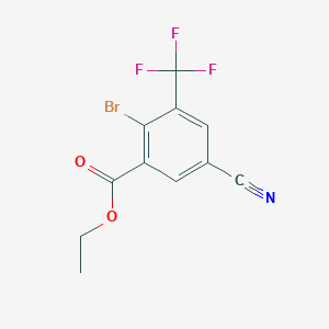 molecular formula C11H7BrF3NO2 B1413866 Ethyl 2-bromo-5-cyano-3-(trifluoromethyl)benzoate CAS No. 1805023-17-9