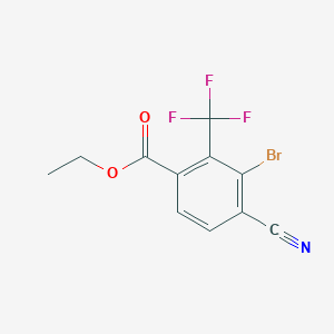 molecular formula C11H7BrF3NO2 B1413868 Ethyl 3-bromo-4-cyano-2-(trifluoromethyl)benzoate CAS No. 1805584-99-9