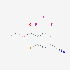 molecular formula C11H7BrF3NO2 B1413874 Ethyl 2-bromo-4-cyano-6-(trifluoromethyl)benzoate CAS No. 1805937-87-4