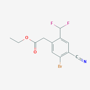 molecular formula C12H10BrF2NO2 B1413877 Ethyl 5-bromo-4-cyano-2-(difluoromethyl)phenylacetate CAS No. 1805404-12-9