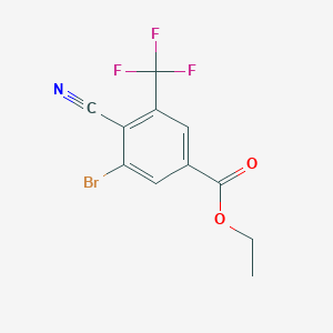 molecular formula C11H7BrF3NO2 B1413885 Ethyl 3-bromo-4-cyano-5-(trifluoromethyl)benzoate CAS No. 1805594-59-5