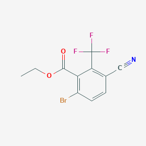 molecular formula C11H7BrF3NO2 B1413886 Ethyl 6-bromo-3-cyano-2-(trifluoromethyl)benzoate CAS No. 1807023-80-8