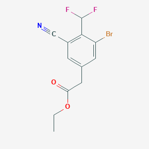 molecular formula C12H10BrF2NO2 B1413887 Ethyl 3-bromo-5-cyano-4-(difluoromethyl)phenylacetate CAS No. 1807117-00-5