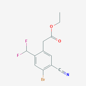 molecular formula C12H10BrF2NO2 B1413888 Ethyl 4-bromo-5-cyano-2-(difluoromethyl)phenylacetate CAS No. 1805412-46-7