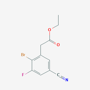 molecular formula C11H9BrFNO2 B1413889 Ethyl 2-bromo-5-cyano-3-fluorophenylacetate CAS No. 1807022-49-6