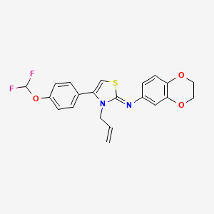 molecular formula C21H18F2N2O3S B14138912 N-[(2Z)-4-[4-(difluoromethoxy)phenyl]-3-(prop-2-en-1-yl)-1,3-thiazol-2(3H)-ylidene]-2,3-dihydro-1,4-benzodioxin-6-amine CAS No. 1071675-66-5