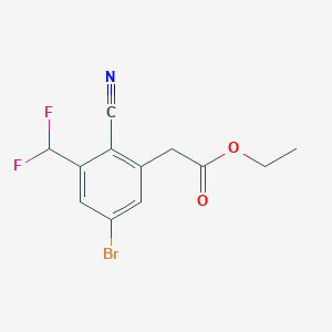 molecular formula C12H10BrF2NO2 B1413908 Ethyl 5-bromo-2-cyano-3-(difluoromethyl)phenylacetate CAS No. 1804386-16-0