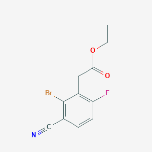molecular formula C11H9BrFNO2 B1413911 Ethyl 2-bromo-3-cyano-6-fluorophenylacetate CAS No. 1805406-66-9