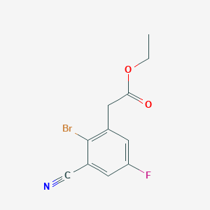 molecular formula C11H9BrFNO2 B1413920 Ethyl 2-bromo-3-cyano-5-fluorophenylacetate CAS No. 1805484-87-0