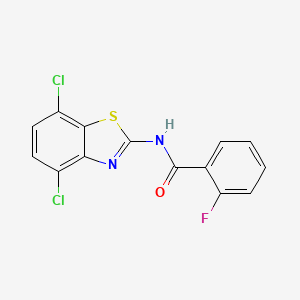 molecular formula C14H7Cl2FN2OS B14139246 N-(4,7-dichlorobenzo[d]thiazol-2-yl)-2-fluorobenzamide CAS No. 912770-36-6