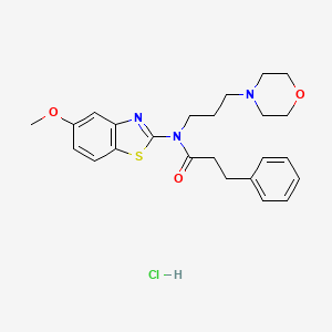 molecular formula C24H30ClN3O3S B14139267 N-(5-methoxybenzo[d]thiazol-2-yl)-N-(3-morpholinopropyl)-3-phenylpropanamide hydrochloride 