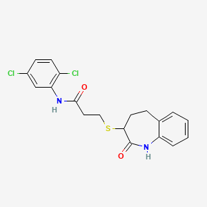 molecular formula C19H18Cl2N2O2S B14139289 N-(2,5-dichlorophenyl)-3-[(2-hydroxy-4,5-dihydro-3H-1-benzazepin-3-yl)sulfanyl]propanamide 