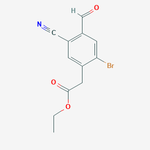 molecular formula C12H10BrNO3 B1413932 Ethyl 2-bromo-5-cyano-4-formylphenylacetate CAS No. 1805247-49-7