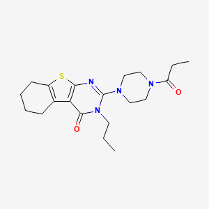 molecular formula C20H28N4O2S B14139468 2-(4-propanoylpiperazin-1-yl)-3-propyl-5,6,7,8-tetrahydro[1]benzothieno[2,3-d]pyrimidin-4(3H)-one CAS No. 1018052-70-4