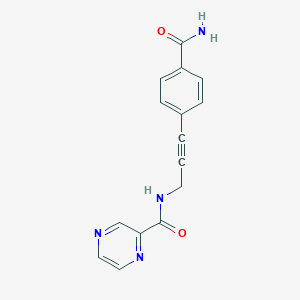 molecular formula C15H12N4O2 B14139477 N-(3-(4-carbamoylphenyl)prop-2-yn-1-yl)pyrazine-2-carboxamide 
