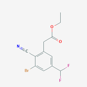molecular formula C12H10BrF2NO2 B1413949 Ethyl 3-bromo-2-cyano-5-(difluoromethyl)phenylacetate CAS No. 1807116-90-0