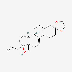 molecular formula C23H32O3 B14139500 (8S,13S,14S,17R)-17-Allyl-13-methyl-1,2,4,6,7,8,12,13,14,15,16,17-dodecahydrospiro[cyclopenta[a]phenanthrene-3,2'-[1,3]dioxolan]-17-ol CAS No. 141299-95-8
