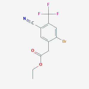 molecular formula C12H9BrF3NO2 B1413952 Ethyl 2-bromo-5-cyano-4-(trifluoromethyl)phenylacetate CAS No. 1805585-63-0