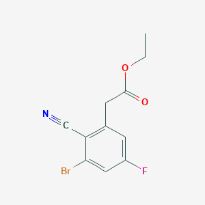 molecular formula C11H9BrFNO2 B1413956 Ethyl 3-bromo-2-cyano-5-fluorophenylacetate CAS No. 1805485-00-0