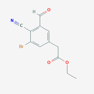 molecular formula C12H10BrNO3 B1413958 Ethyl 3-bromo-4-cyano-5-formylphenylacetate CAS No. 1805189-57-4