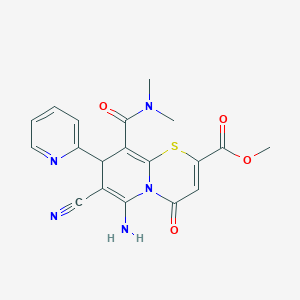 molecular formula C19H17N5O4S B14139646 Methyl 6-amino-7-cyano-9-[(dimethylamino)carbonyl]-4-oxo-8-(2-pyridinyl)-4H,8H-pyrido[2,1-b][1,3]thiazine-2-carboxylate CAS No. 676442-99-2