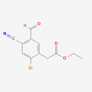 molecular formula C12H10BrNO3 B1413966 Ethyl 2-bromo-4-cyano-5-formylphenylacetate CAS No. 1805189-44-9