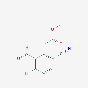 molecular formula C12H10BrNO3 B1413967 Ethyl 3-bromo-6-cyano-2-formylphenylacetate CAS No. 1805189-65-4