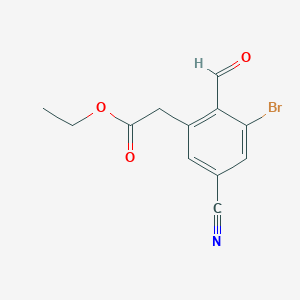 molecular formula C12H10BrNO3 B1413968 Ethyl 3-bromo-5-cyano-2-formylphenylacetate CAS No. 1805486-79-6
